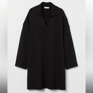 Collared knit long sleeve short dress